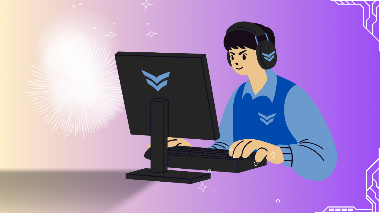 Purple And Blue Illustrative Gaming PC YouTube Thumbnail